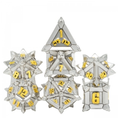 Silver with Golden Font Metal dice(Pinwheel)