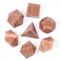 Sunset Glow Gemstone Dice with Black PU leather Hexagon Box