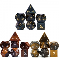 Tiger's Eye Stone Dice Black PU leather Hexagon Box