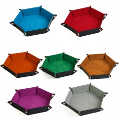 Velvet PU Leather Folding Hexagon Dice Tray