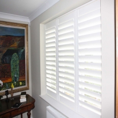 wooden white plantation shutters for window and door