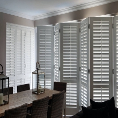 2021 Popular Black wooden white louver plantation shutters for window and door