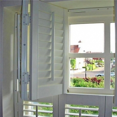 Round wooden white louver plantation shutters for window and door