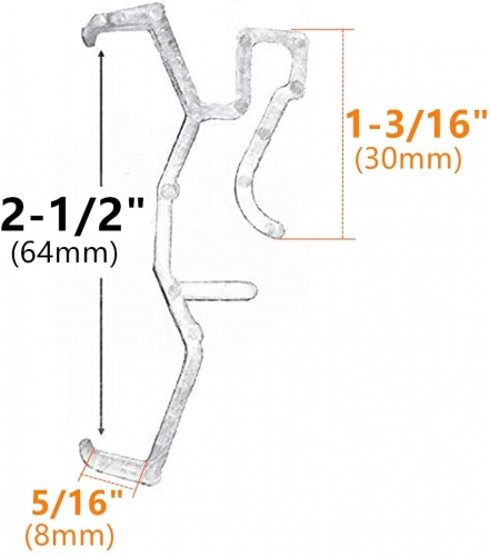 2.5inch Clear Plastic Hidden Retainer Holder Clip for Window Blind Valance,Horizontal Faux & Wood Blinds Parts