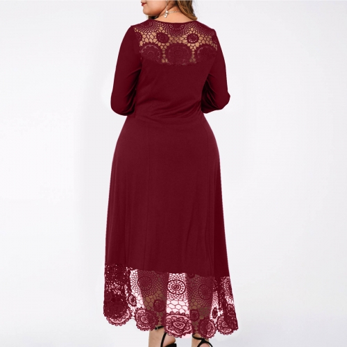 New Arrival Vintage Lace Dress Short-sleeve Women Elegant Long Lace Casual Dress