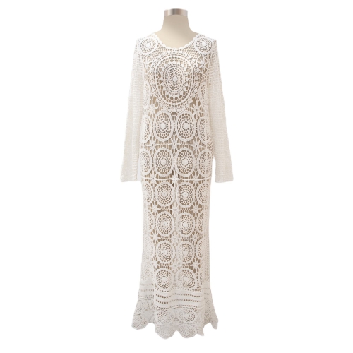 Long Sleeve Crochet Dress Cover Up Cotton Cardigan Summer Crochet Dress Beach