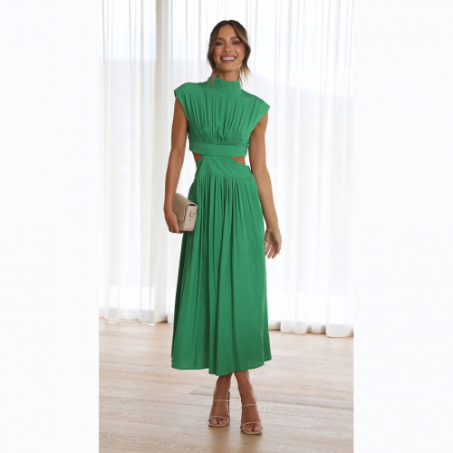 Sweet Fashion Street Women Dress Solid Open Waist Women Long Dress