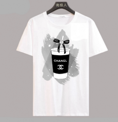  シャネル Tシャツ  黒白 カジュアル chanel テイシャツ コットン製 シンプル 男女兼用