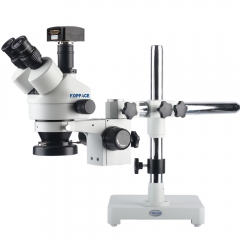 KOPPACE 5MP Industrial Microscope Camera,USB2.0,3.5X-90X Trinocular Stereo Microscope,144 LED Ring Light,0.5X/2X Auxiliary lens