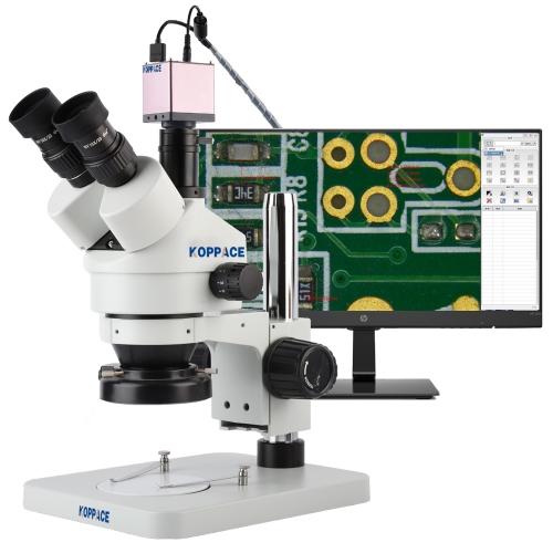 KOPPACE 3.5X-180X 2 Million Pixels Trinocular Stereo Electronic Measuring Microscope HD 1080P 60FPS HDMI Industry Microscope