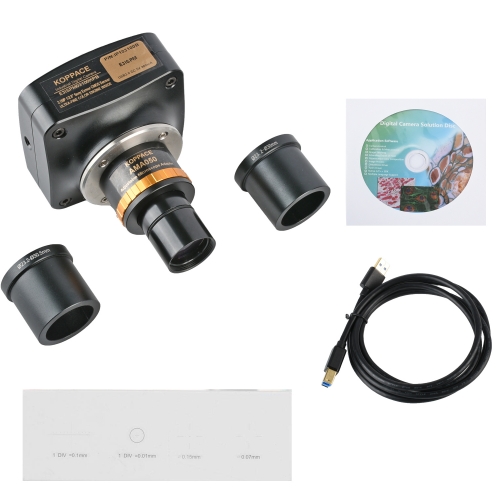 KOPPCE 300万像素 显微镜相机 USB3.0 可调焦0.5X工业相机电子目镜 23.2mm至30mm和30.5mm