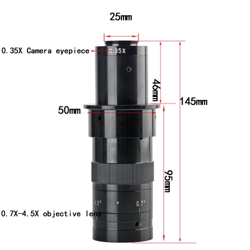 KOPPACE 22X-143X 工业单筒显微镜镜头 0.35X目镜 0.7X-4.5X 变焦物镜 25mm Cj接口 连续变焦镜头