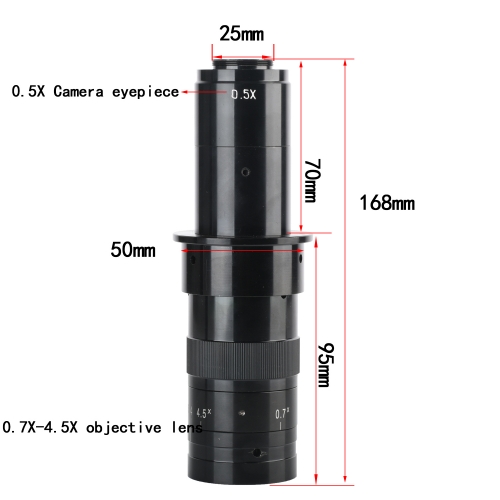 KOPPACE 32X-205X 工业单筒显微镜镜头 0.5X目镜 0.7X-4.5X变焦物镜 25mm C接口 连续变焦镜头