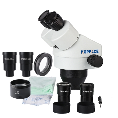 KOPPACE 3.5X-90X Binocular Stereo Microscope Lens WF10X/20 Eyepiece 0.5X Barlow Lens Industrial Microscope Continuous Zoom Lens