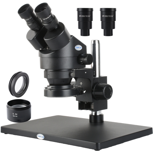 KOPPACE 3.5X-90X Large platform Black Binocular Stereo Microscope 144 LED Ring Light Includes10X and 20X Eyepiece
