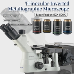 KOPPACE Trinocular Inverted Metallurgical Microscope Magnification 50X-500X Eyepiece PL10X22mm