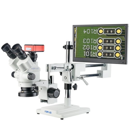 KOPPACE 3.5X-180X Trinocular Measuring Electron Microscope 2K HD Imaging Support For Taking Pictures and Videos 13.3-Inch Display
