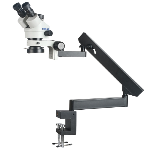 KOPPACE 3.5X-90X Trinocular Stereo Microscope Desktop Clip-on Rocker Bracket Eyepiece WF10X/20,WF20X/10