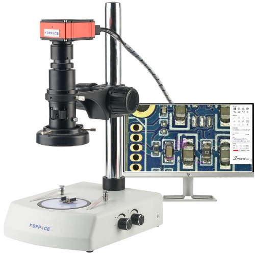 KOPPACE 19X-136X Measure Electron Microscope 2K HD Camera  Continuous Zoom Lens up and Down LED Light Source