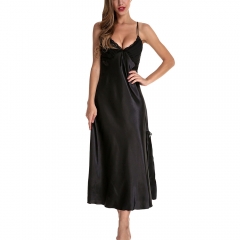 Women's Satin Nightgown Dress Silk Lace Sleeveless Long Chemise Lingerie Sleepwear