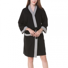 Women's Waffle Robe Spa Kimono Robe Cotton Bathrobe Warm Long Pockets Loungewear