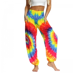 Women's Boho Pants Harem Smocked Waist Print Hippie Yoga Casual Beach Pants