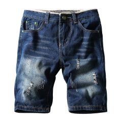 Men's Jean Shorts Distressed Denim Shorts Slim Fit Ripped Cotton Knee Length Soft