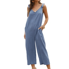 Women's Jumpsuit V Neck Romper Summer Casual Capri Pants