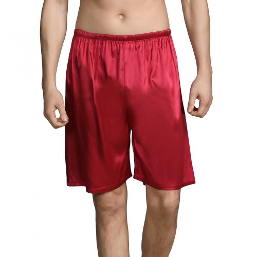 Men's Satin Boxer Shorts Silky Loose Above Knee Underwear Pajama Pj Bottom
