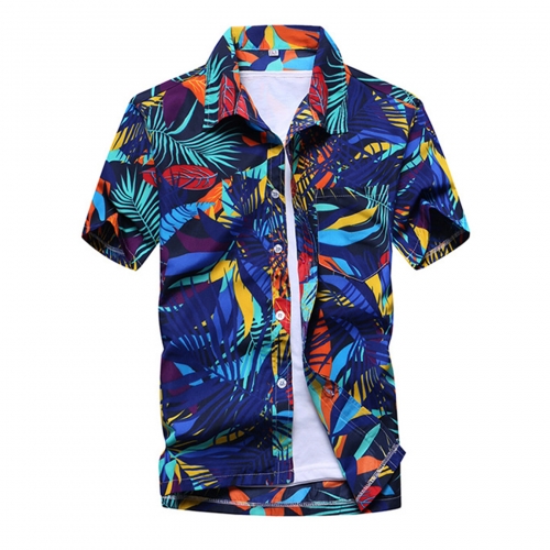 Men's Hawaiian Shirts Button Short Sleeve Beach Aloha Vacation Casual Print