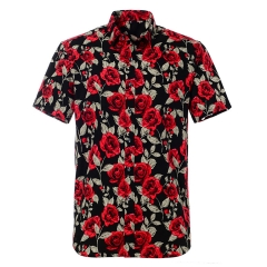 Men's Hawaiian Shirt Button Up Hawaii Aloha Tropical Short Sleeve Floral