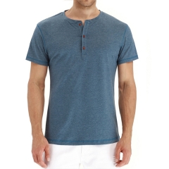 Men's Henley T Shirt Short Sleeve Tops Plain Tshirt Summer Casual Button