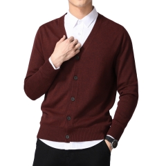 Lu's Chic Men's Cardigans Sweaters with Button Up Knitted Cotton Slim Fit V-neck Long Sleeve Sweatshirt