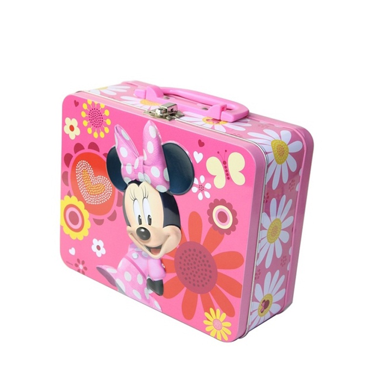 Custom Handle Lock Metal Tin Lunch Box For Kids