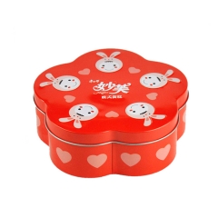 Flower shape metal candy chocolate packaging container gift tin box