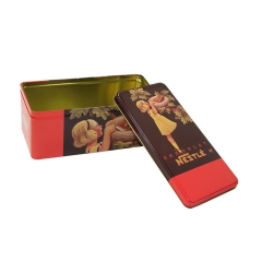 Custom rectangle biscuit tin metal gift packaging tin box