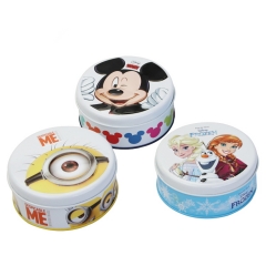 Small round tin box white metal boxes