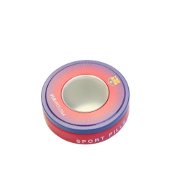 Small round tin box with window