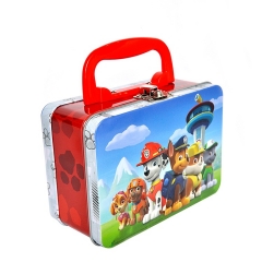 wholesale metal Tin lunch box with collapsible plastic handle and metal latch closure