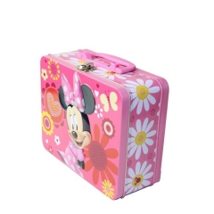 portable metal tin lunch box with lock and key for kids school use