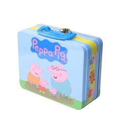 Custom kids portable tinplate metal boxes highly decorated popular gifts tin lunch box with handle