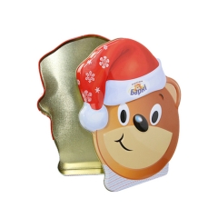 Christmas gift bear shape chocolate packaging metal tin box for sale