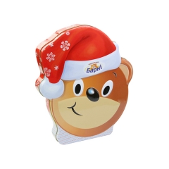 Christmas gift bear shape chocolate packaging metal tin box for sale