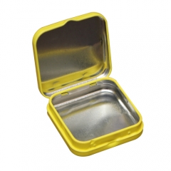 Small rectangular metal tin box with hinged lid