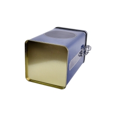 Airtight square tin box for food with pvc window