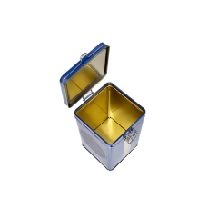 Airtight square tin box for food with pvc window