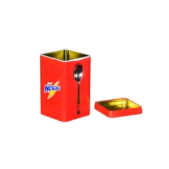 Portable square tin box coffee with spoon