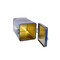 Airtight square tin box for food with pvc window