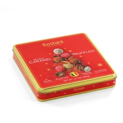 Square red chocolate tin box