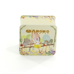 Square illustration and matting print cookies tin box